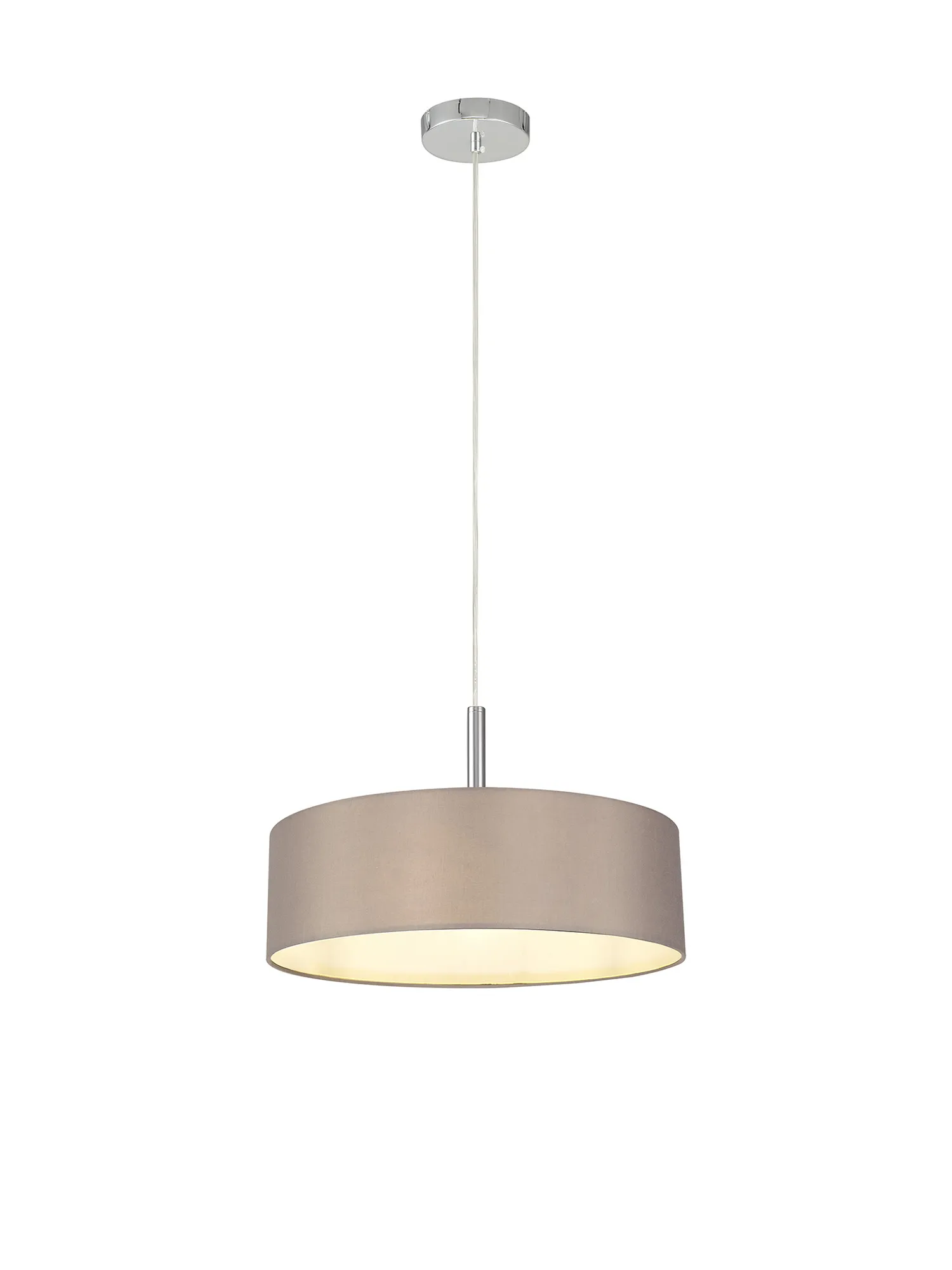 Baymont 45cm 3 Light Pendant Polished Chrome, Grey/White DK0690  Deco Baymont CH GR